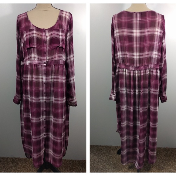 Torrid Dress Plaid Button Up Sheer 2X - Picture 1 of 8
